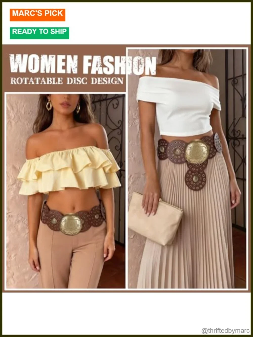 Wide Faux Leather Western Belt with Concho Buckle and Disc